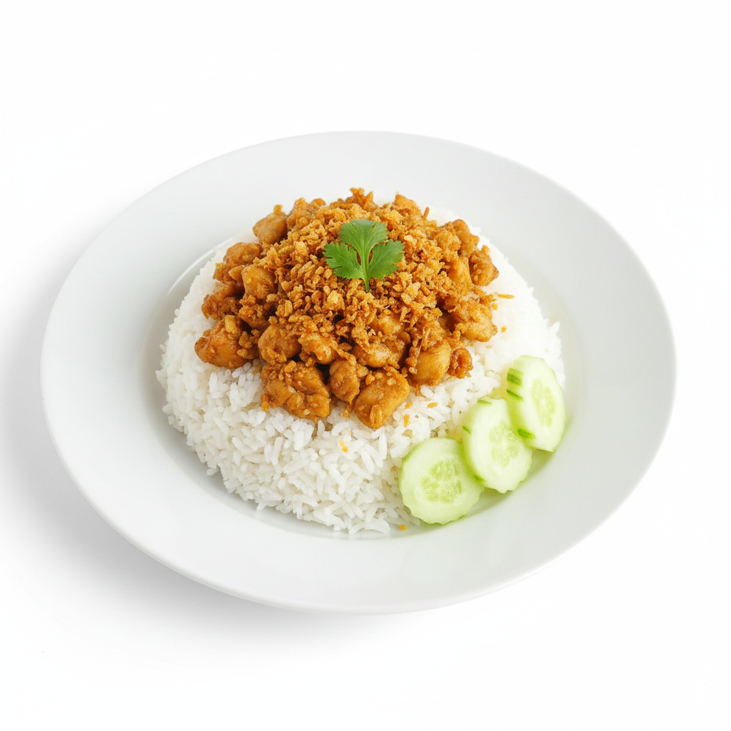 ข้าวไก่ทอดกระเทียม