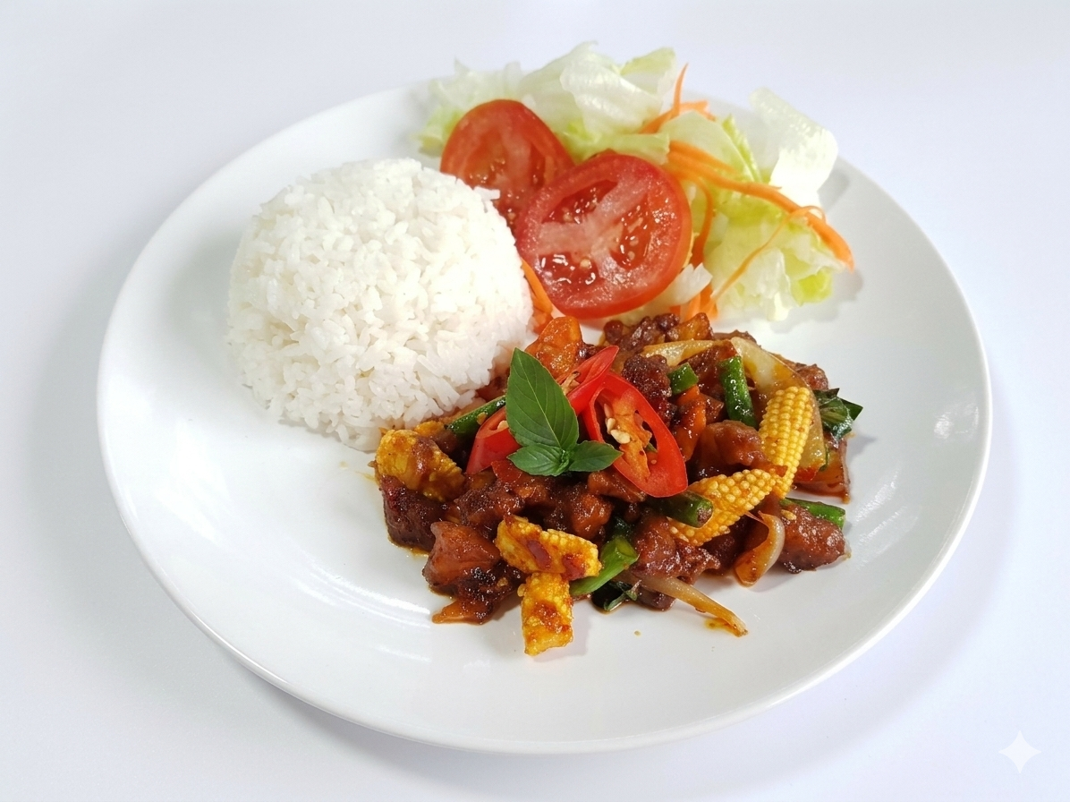 ข้าวพริกเผาเนื้อ
