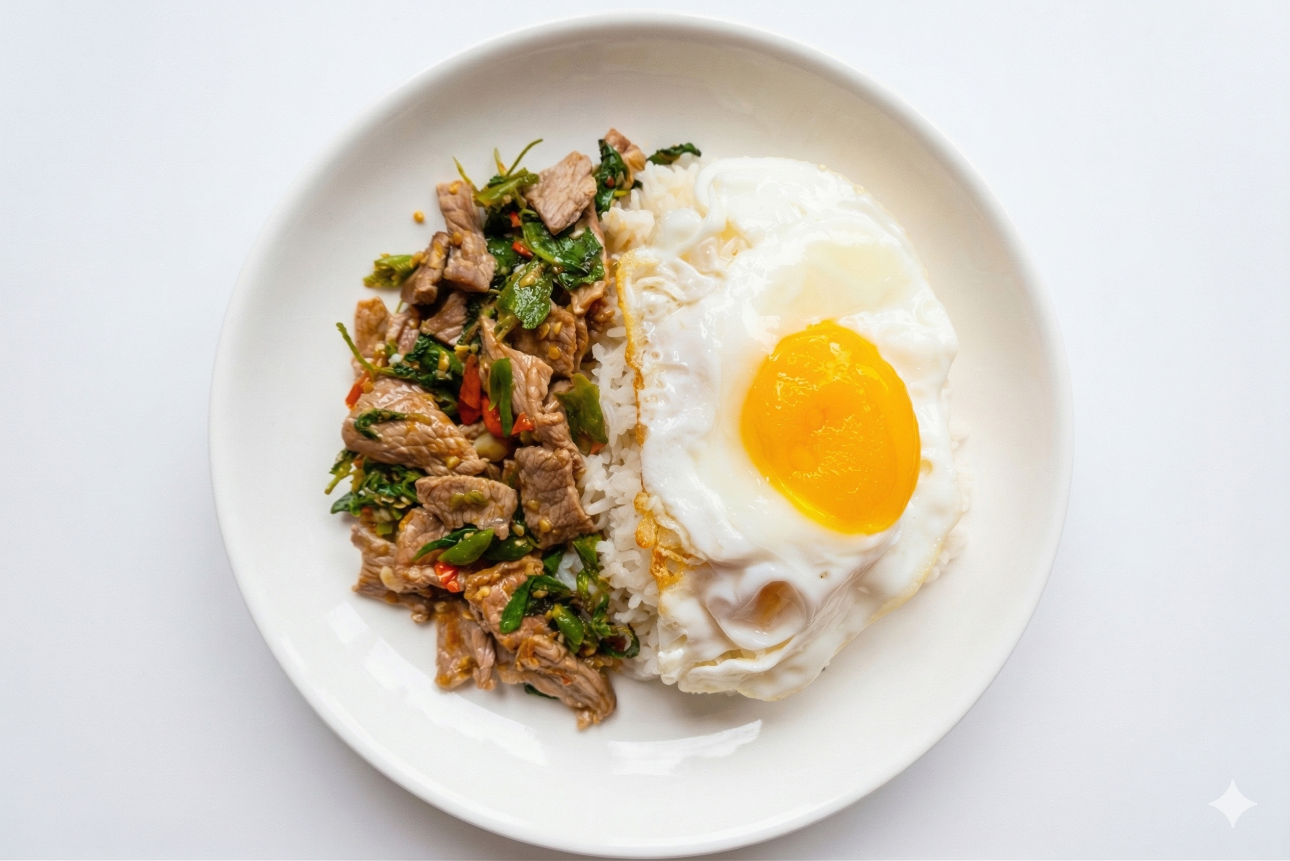 ข้าวกระเพราเนื้อชิ้น