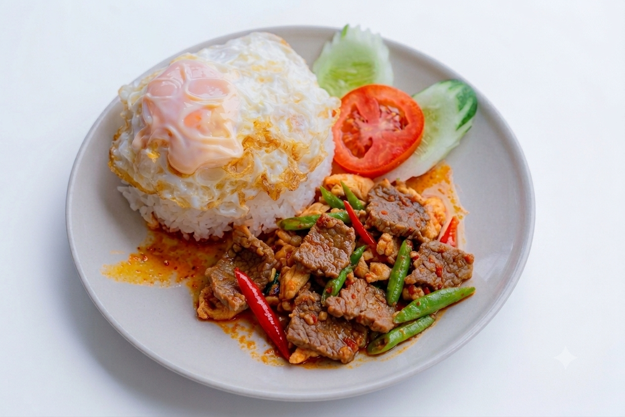 ข้าวผัดเครื่องแกงเนื้อ