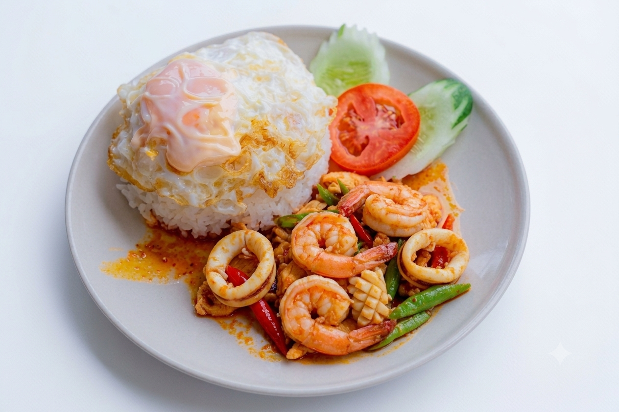 ข้าวผัดเครื่องแกงทะเล