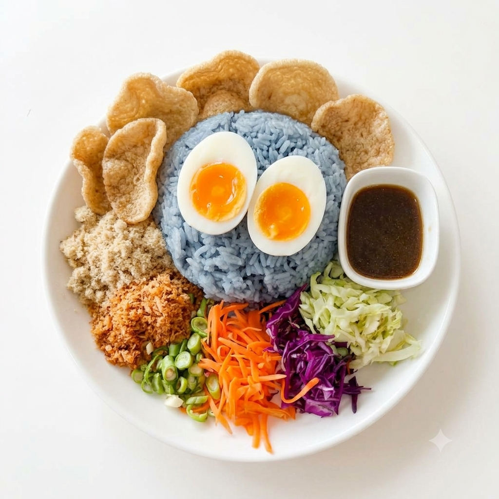 ข้าวยำอินตาเนีย + ไข่ต้ม+ข้าวเกรียบ